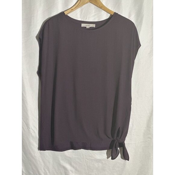 Ann Taylor LOFT women’s Slit sleeve tie waist In eggplant size PL - Picture 2 of 6